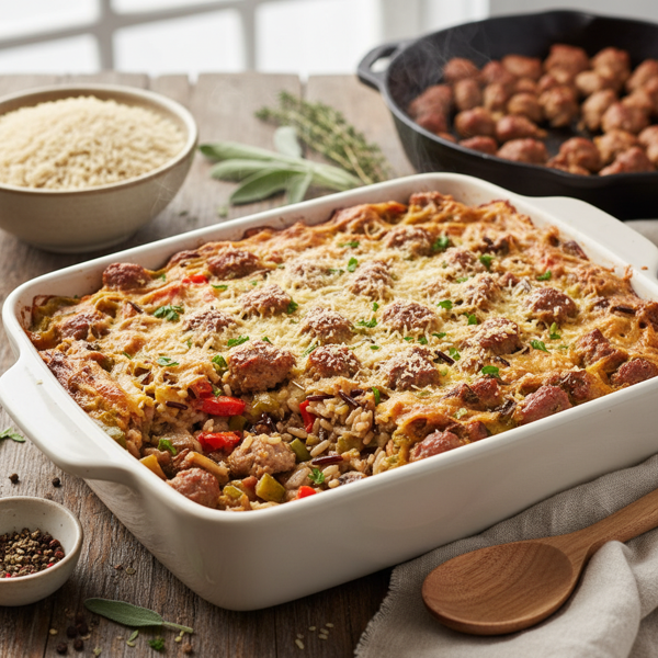 Savory Wild Rice and Sausage Bake recipe