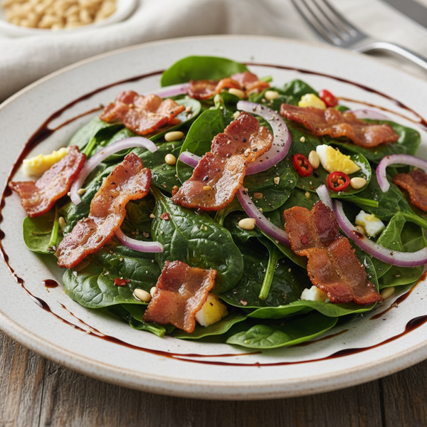 Savory Wilted Spinach Salad with Crispy Bacon recipe