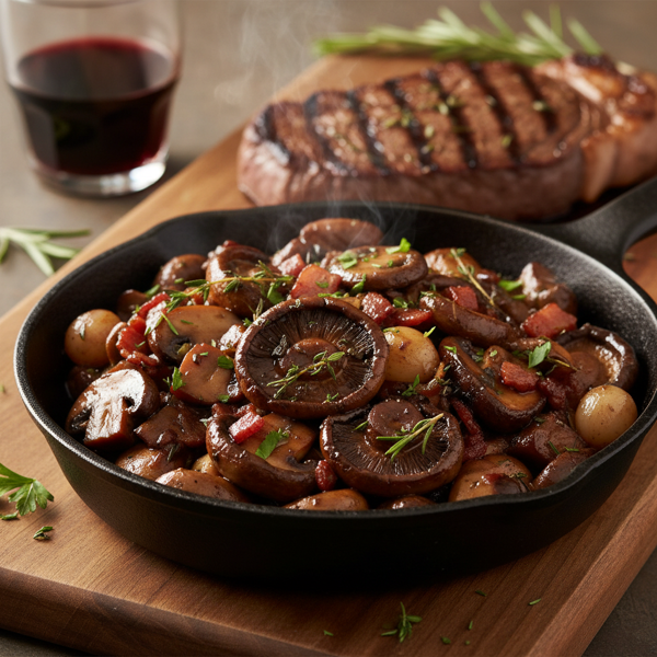 Savory Wine-Infused Mushrooms for Steak recipe