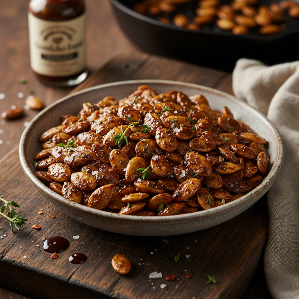 Savory Worcestershire Roasted Pumpkin Seeds recipe