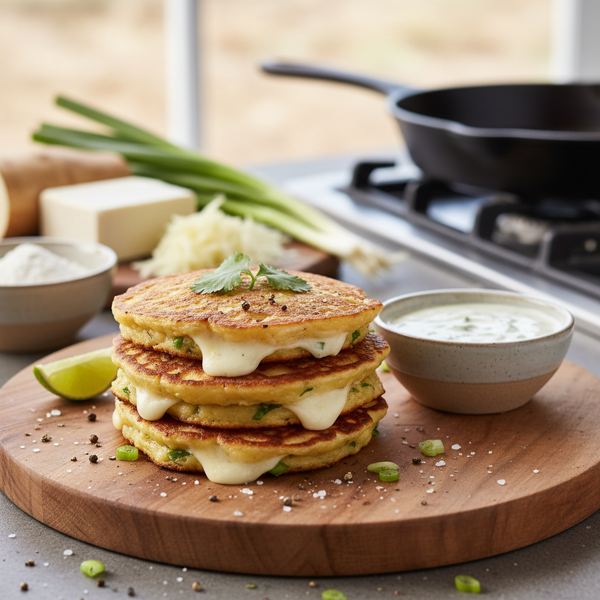 Savory Yucca Pancakes with Cheese recipe