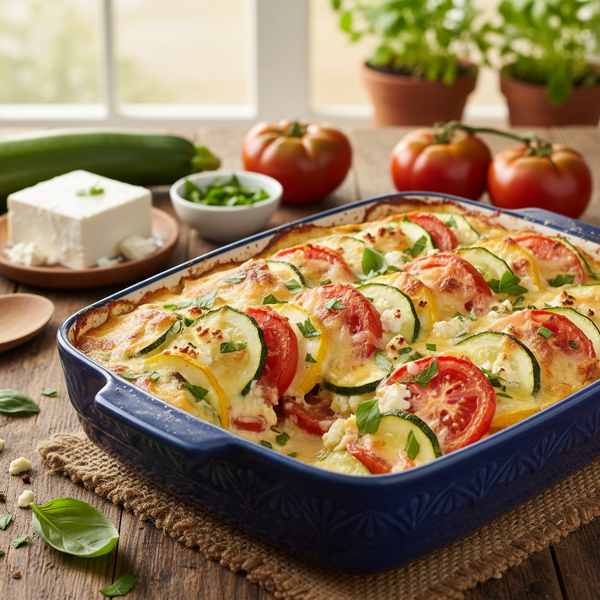 Savory Zucchini-Tomato Cheese Bake recipe