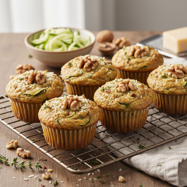 Savory Zucchini Walnut Muffins recipe