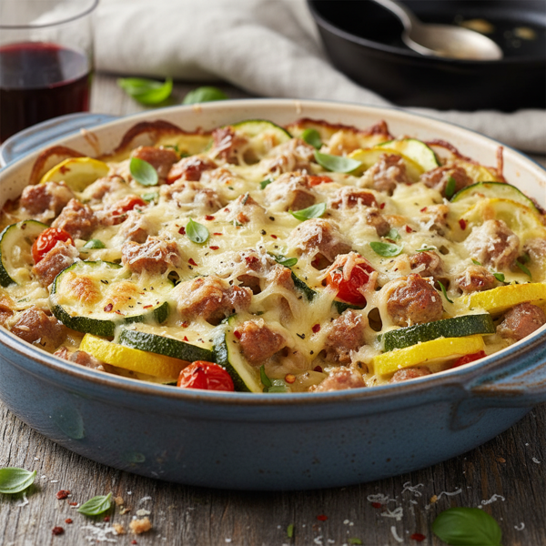 Savory Zucchini and Sausage Bake recipe