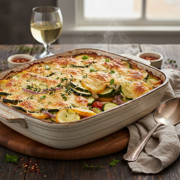 Savory Zucchini and Squash Bake recipe