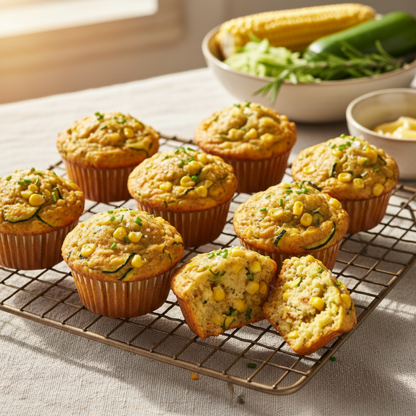 Savory Zucchini and Sweet Corn Muffins recipe