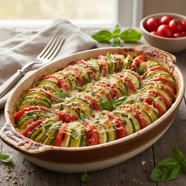 Savory Zucchini and Tomato Gratin recipe
