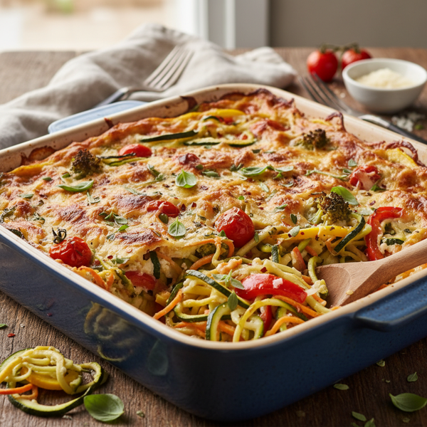 Savory Zucchini and Vegetable Noodle Bake recipe