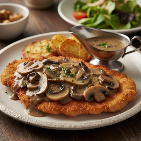Schnitzel à la Jäger: Pork or Veal Cutlets Smothered in Rich Mushroom Gravy recipe