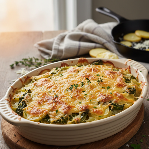Scottish Cheddar & Savoy Cabbage Potato Gratin recipe