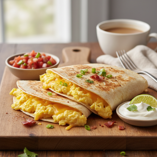 Scrambled Egg and Cheese Breakfast Quesadilla recipe