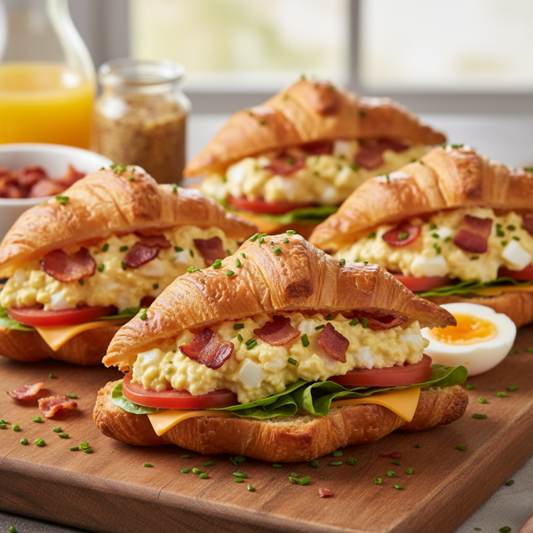 Scrumptious Bacon & Egg Croissant Salad Sandwiches recipe