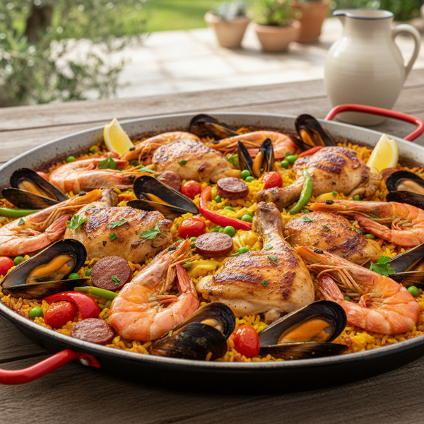 Seafood and Chicken Paella Extravaganza recipe