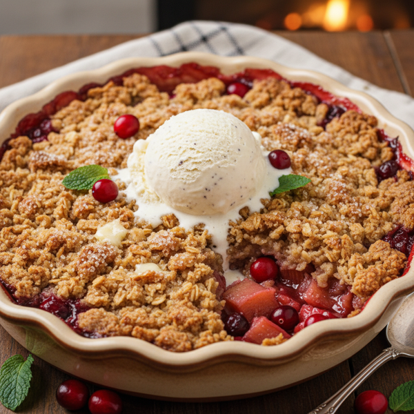 Seasonal Apple Cranberry Rhubarb Crisp Delight recipe
