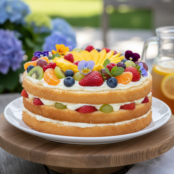 Seasonal Fresh Fruit Delight Cake recipe