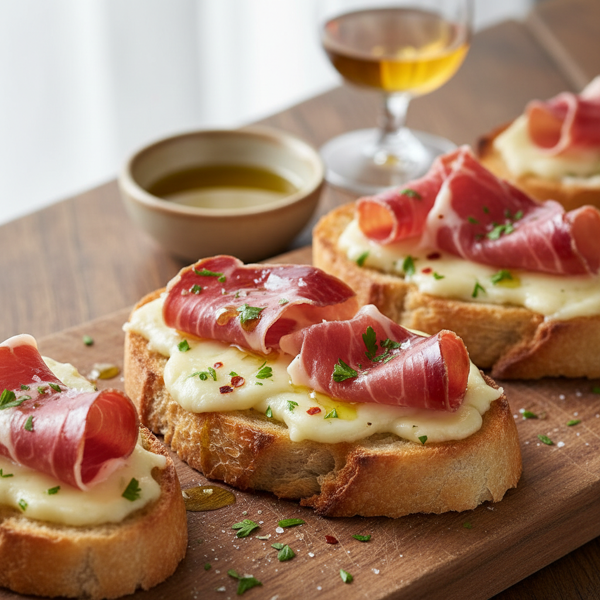 Serrano and Manchego Tapa Crostini recipe