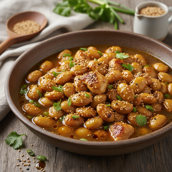 Sesame-Glazed Limas with Chicken Broth recipe