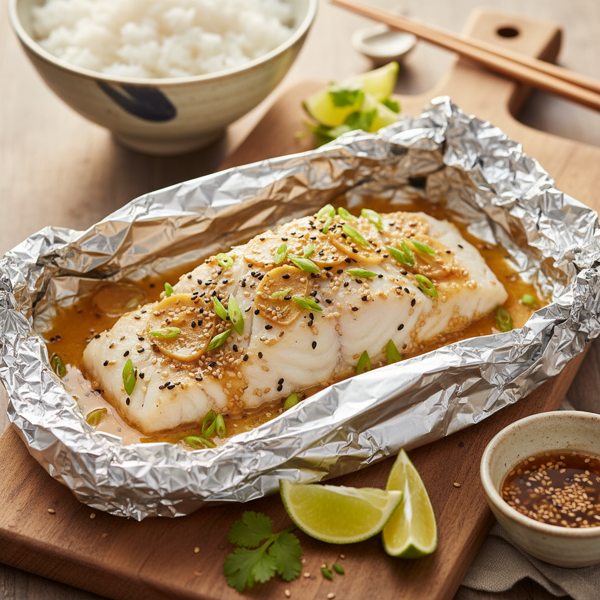 Sesame Ginger Foil-Baked Fish recipe