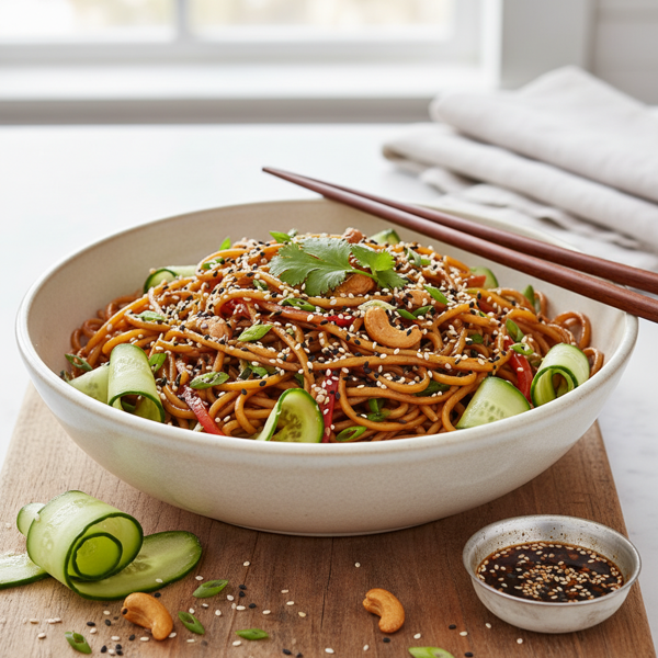 Sesame Soy Noodles with Crunchy Cucumbers recipe