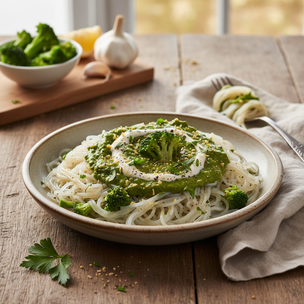 Shirataki Noodles with Creamy Broccoli Sauce recipe