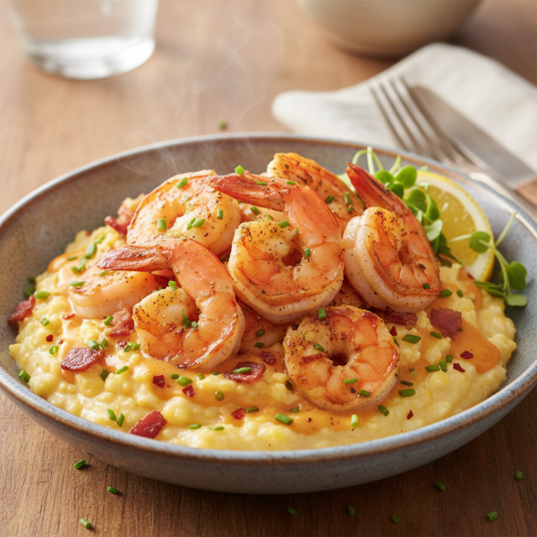 Shrimp & Creamy Cheddar Grits Delight recipe