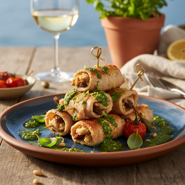 Sicilian Swordfish Involtini with Herb Sauce recipe
