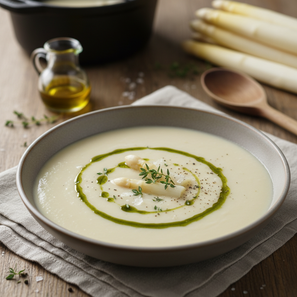 Silken White Asparagus Soup with Thyme Infusion recipe