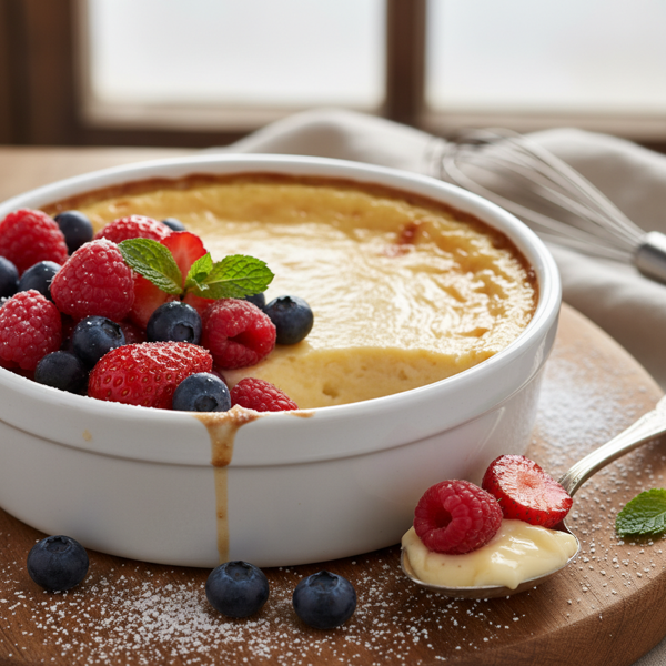 Silky Baked Custard with Mixed Berries recipe
