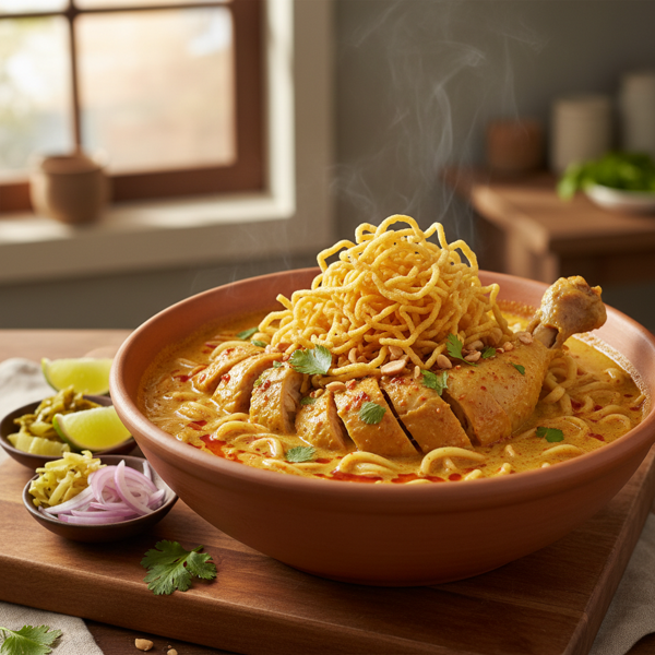 Silky Chiang Mai Curry Noodles with Crispy Noodle Toppers recipe