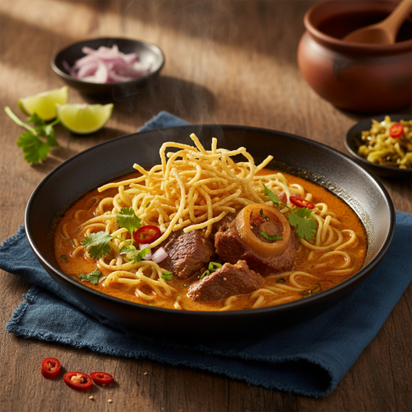 Silky Coconut Beef Khao Soi Noodles recipe