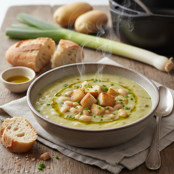 Silky Vegan Potato-Leek Soup with White Beans recipe