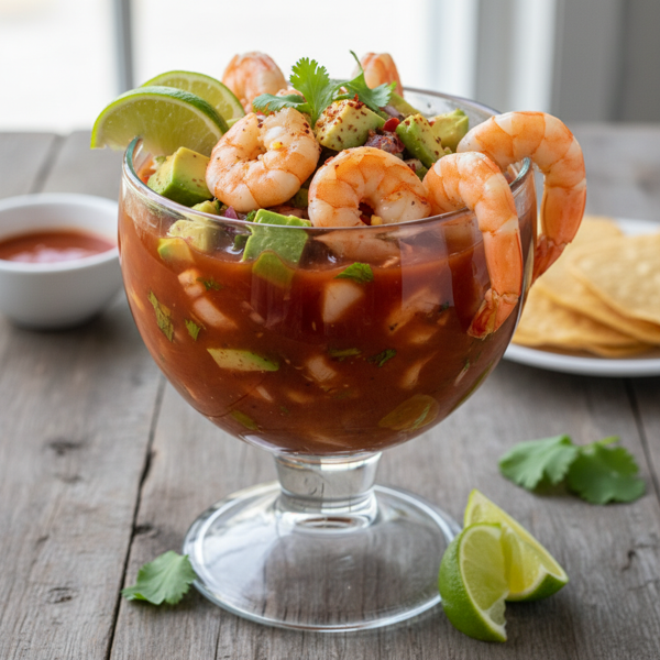 Sinaloan-Style Shrimp Cocktail with Avocado and Lime recipe