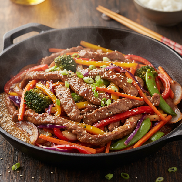 Sizzling Beef & Rainbow Veggie Stir-Fry recipe