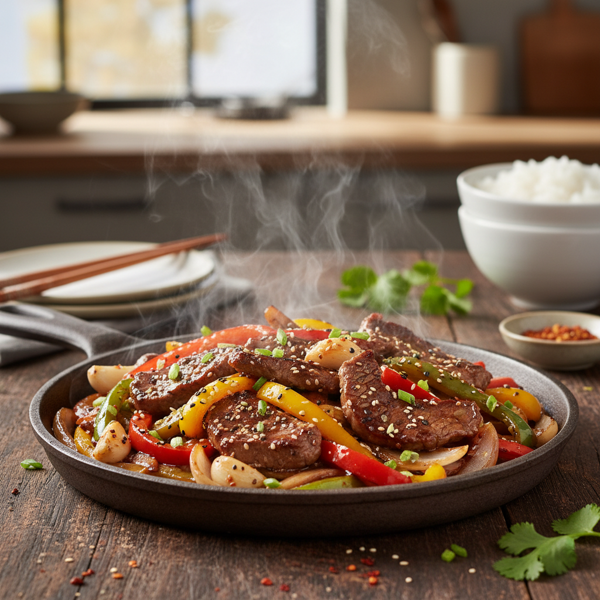 Sizzling Beef and Peppers in Hoisin Glaze recipe