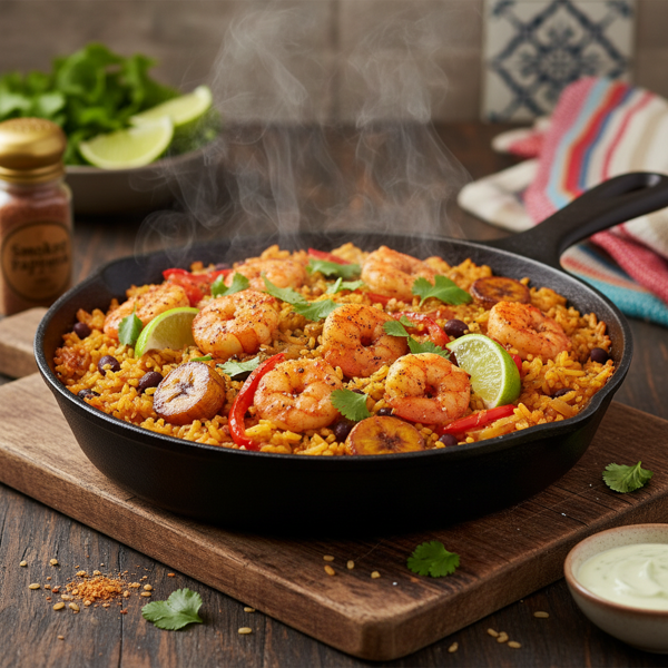 Sizzling Cuban Shrimp and Rice Casserole recipe