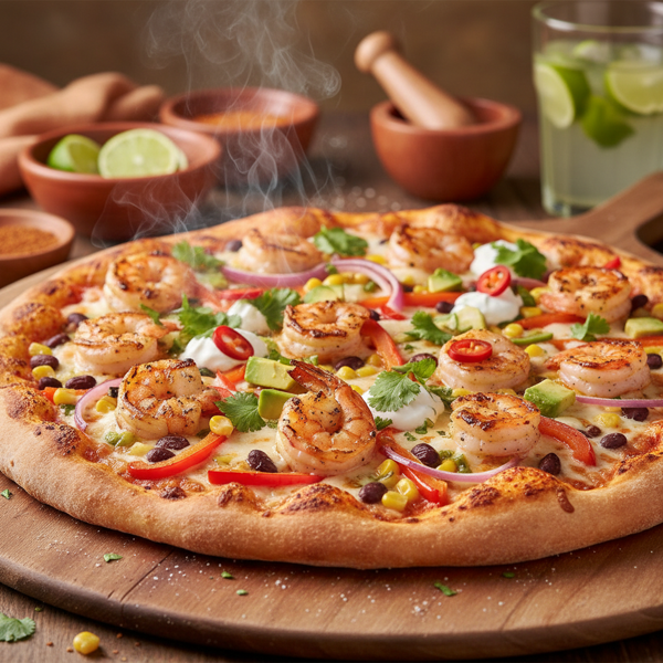 Sizzling Grilled Shrimp Fiesta Pizza recipe