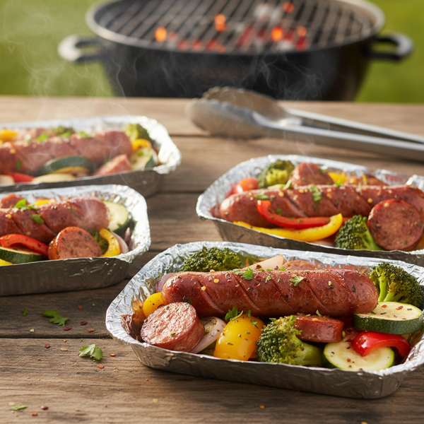 Sizzling Kielbasa and Veggie Foil Packs recipe