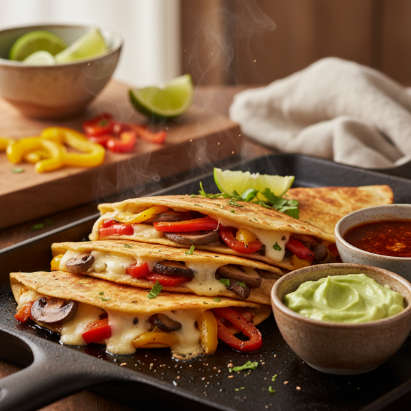 Sizzling Sweet Pepper & Mushroom Quesadillas recipe