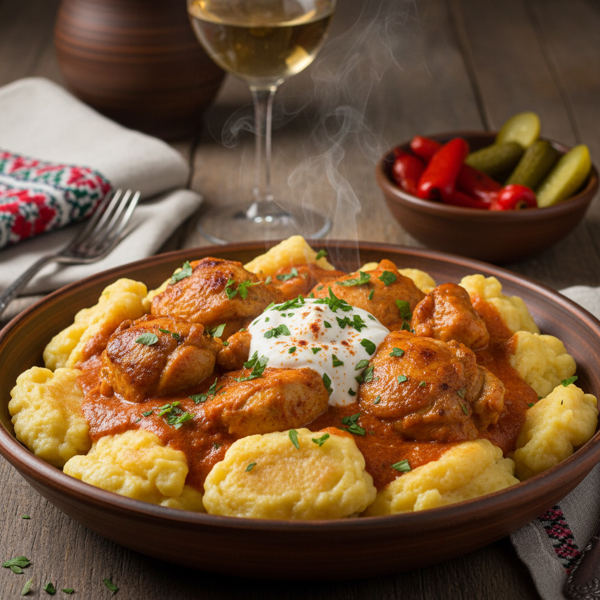 Slovak Egg Dumplings with Chicken Paprikash recipe