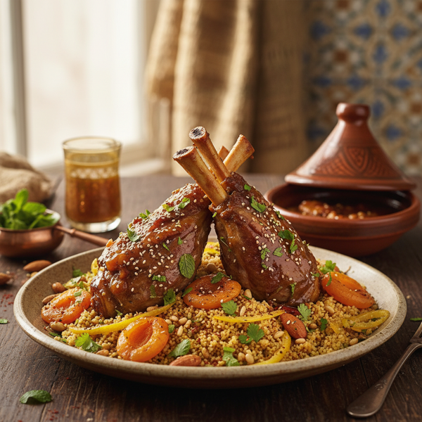 Slow-Braised Moroccan Lamb Shanks with Herbed Couscous recipe