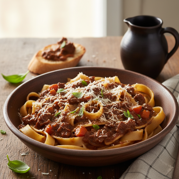 Slow-Cooked Amber Ale Bolognese recipe