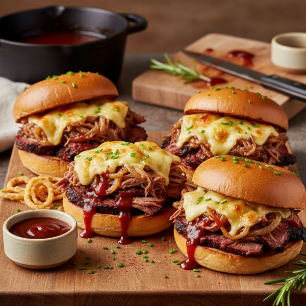Slow-Cooked BBQ Brisket Sandwiches with Cheesy Onion Topping recipe