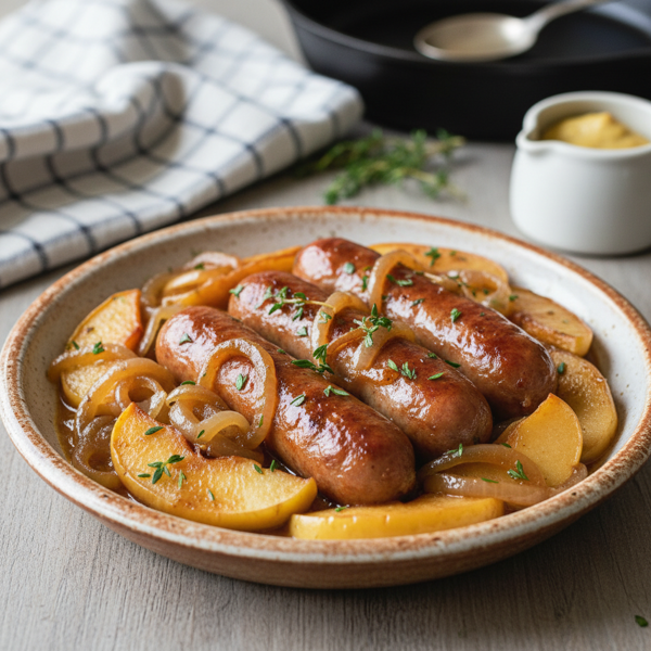 Slow-Cooked Bratwurst with Apples and Onions recipe