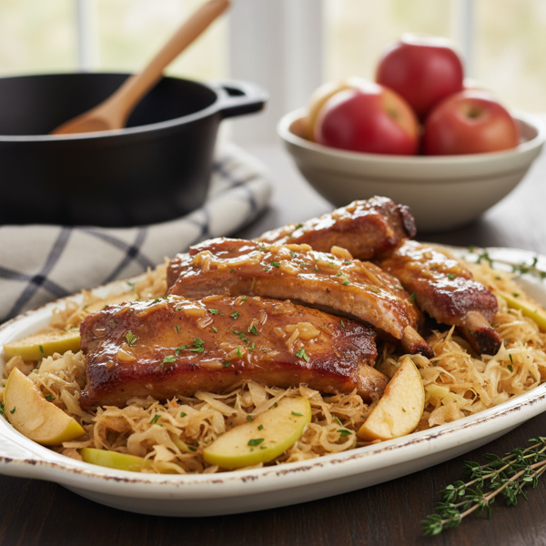 Slow-Cooked Country-Style Ribs with Sauerkraut & Apples recipe