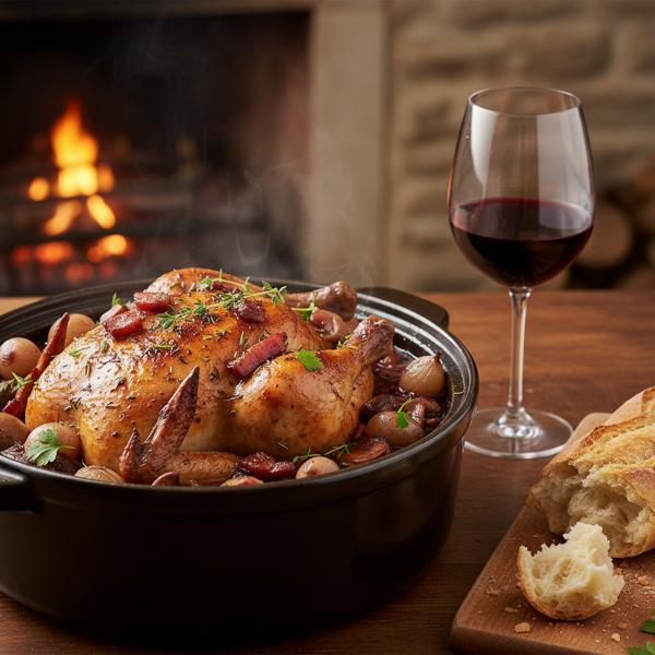 Slow-Cooked French Chicken in Red Wine recipe