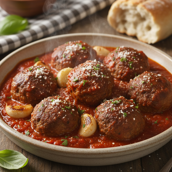 Slow-Cooked Garlic and Romano Turkey Meatballs recipe