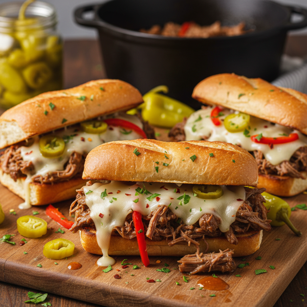 Slow-Cooked Pepperoncini Beef Sandwiches recipe