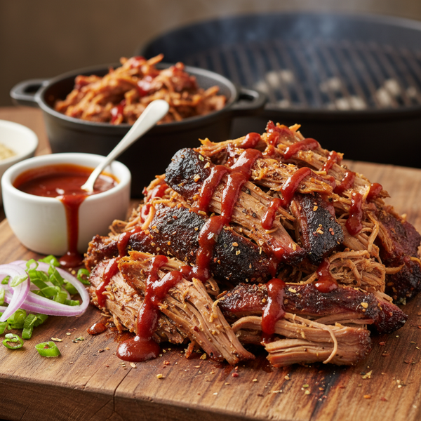 Slow-Cooked Pulled Pork BBQ with Signature Rub and Sauce recipe