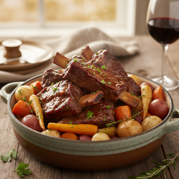 Slow-Cooked Savory Beef Short Ribs with Vegetables recipe