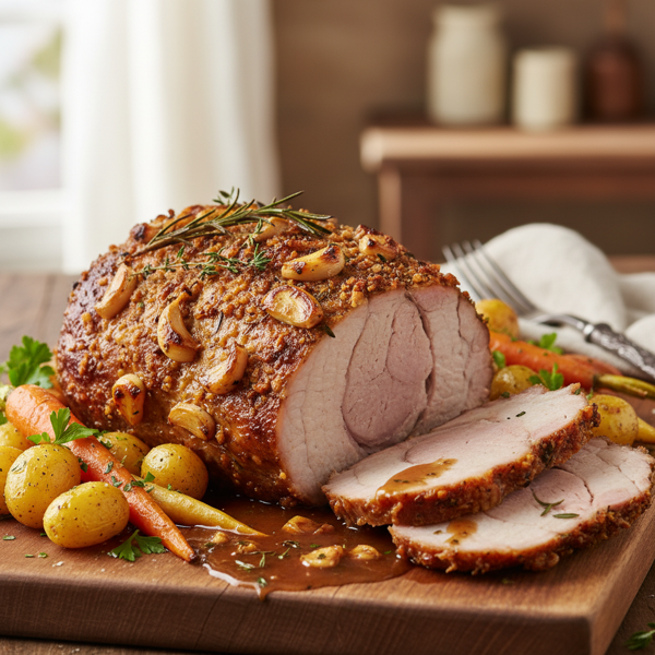 Slow-Cooked Savory Garlic Pork Roast recipe